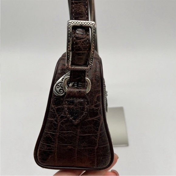 Brighton Brown Croc Embossed Leather Small Crossbody Bag BLEMISH - Picture 6 of 9